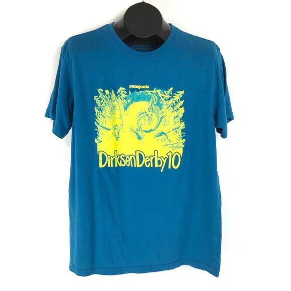 Patagonia Dirksen Derby 10 Slim Fit Tee Men's Large Crew Neck 100% Cotton Rally - Picture 1 of 10